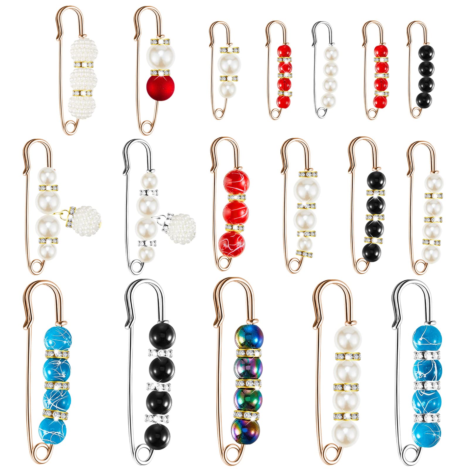 Hicarer 18 Pcs Pearl Safety Pin Brooches for Women Clothing Vintage Style