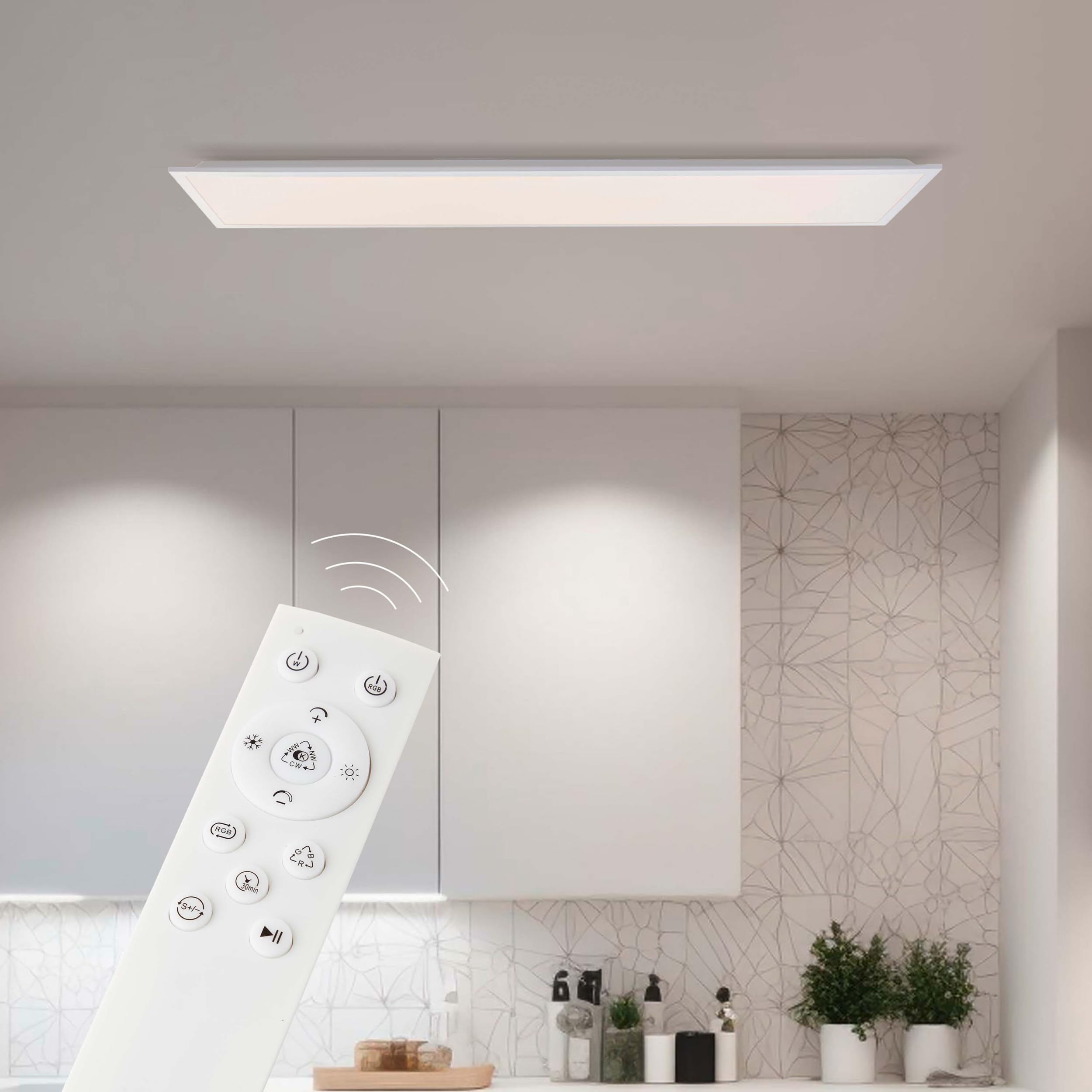 Lightbox Panel LED de superficie 120 x 30 cm | panel regulable de pared y | Panel de techo LED de superficie, 120x30 cm, 4200 lm, regulable, 3000-6500K, blanco