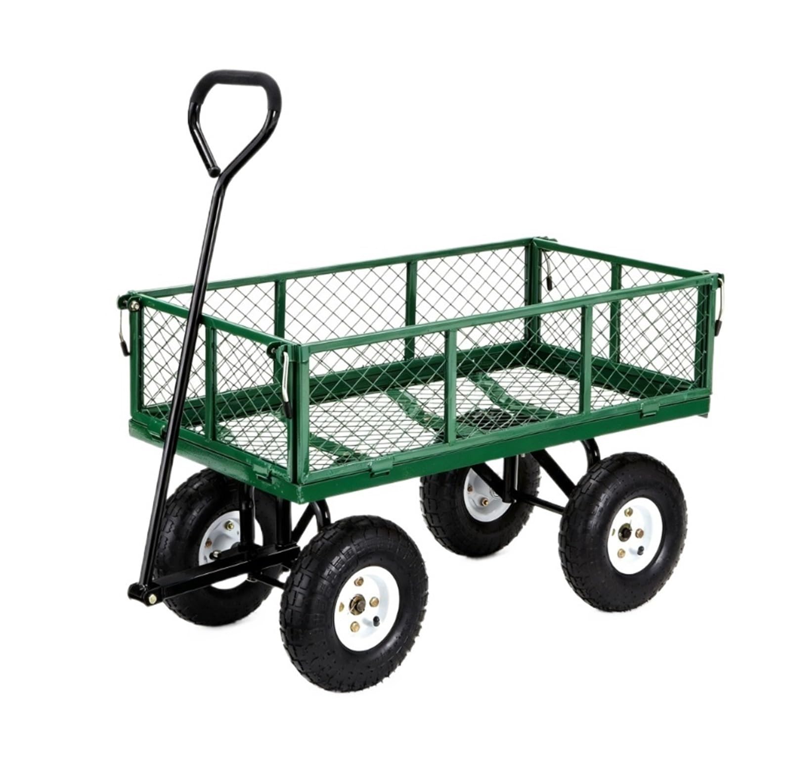 Beach Portable Trolley, Garden Dump Cart Removable Mesh Sides Beach Lawn Yard Green 96x51x25cm