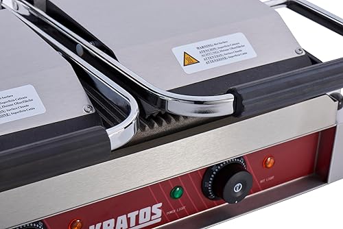 Miniatura 8 de Kratos 29Y-023 Parrilla comercial Panini Sandwich con placas ranuradas, superficie de cocción de 18.7 "x 9", 120 V