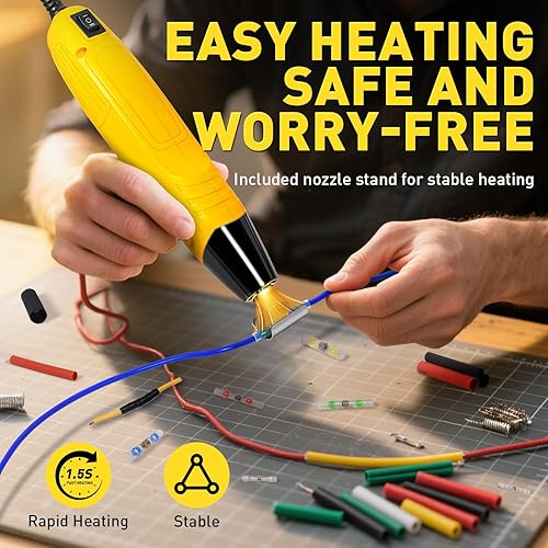 Miniatura 5 de haisstronica Mini pistola de calor de 350 W, 2 ajustes de temperatura 482 F y 752 F (482.0 F y 752.0 F) herramienta de aire caliente con soporte de