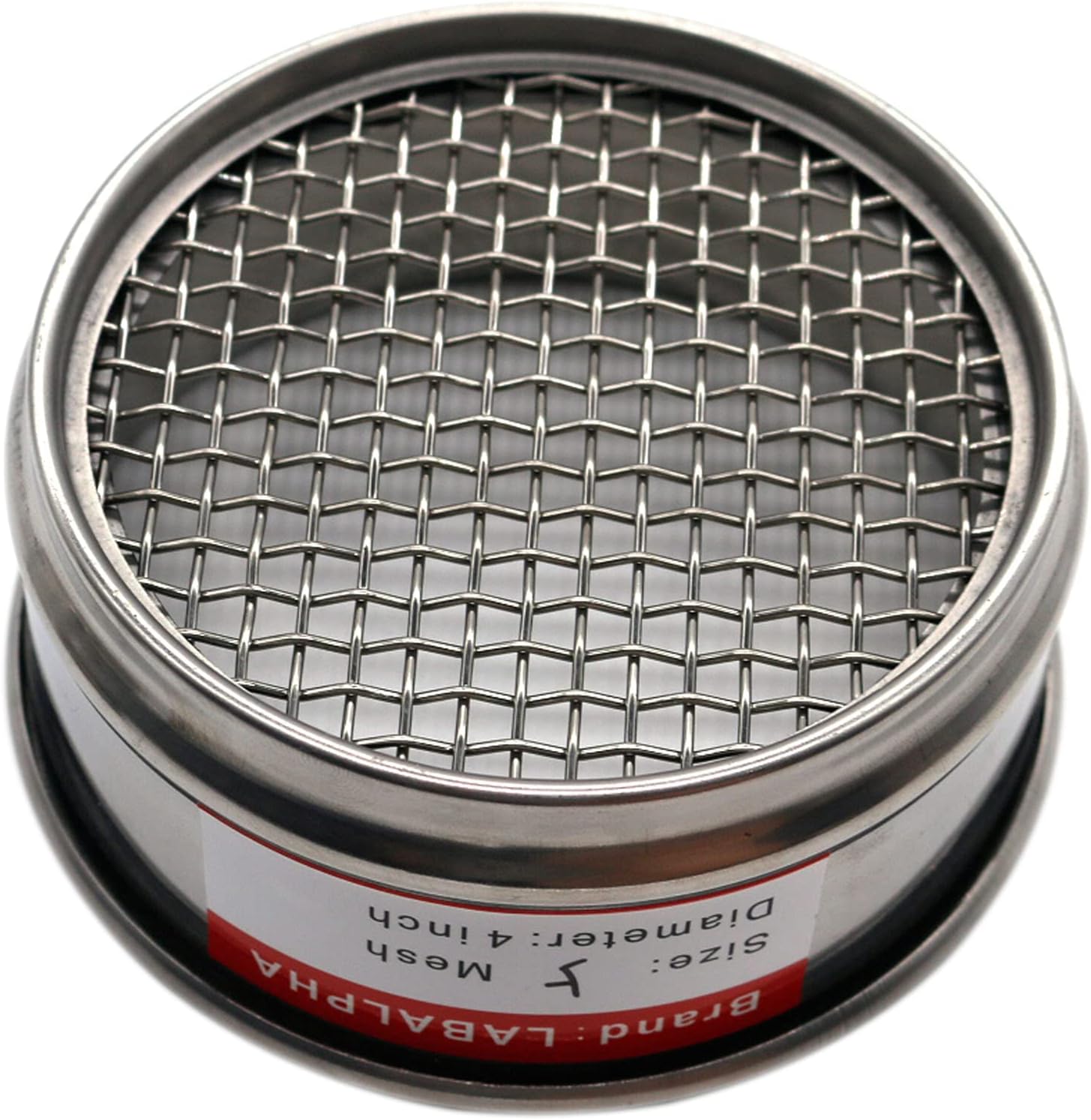 LABALPHA 5 Mesh Lab Sieves, Test Sieve #5 Mesh, 4'' Diameter, 304 Stainless Steel Wire Cloth (4mm)