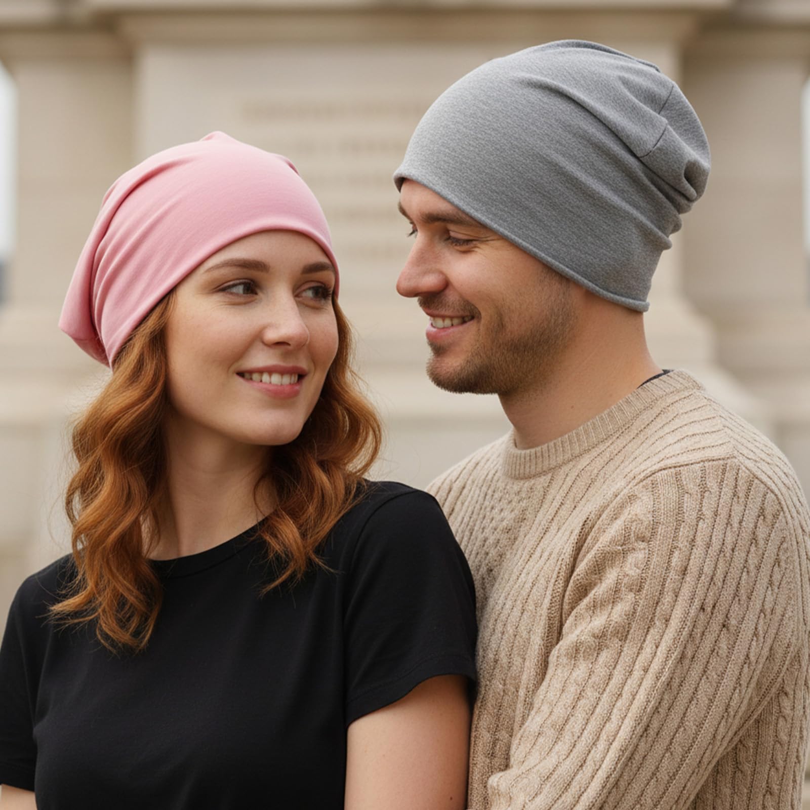 3 sztuki damskich czapek beanie, cienkie bawełniane czapki męskie i damskie, elastyczna czapka do biegania, oddychająca czapka do jogi, snu i na co dzień, czarna, szara, różowa
