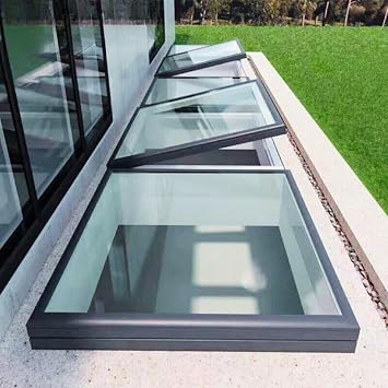 Roof Window Skylight Basement Daylighting Door Multi-Angle Roof Viewing, Rooftop Attic Hatch Lid Well Covers, Roof Hatch with Double-Layer Tempered Glass Customizable(23x41/58.4x104.1cm)
