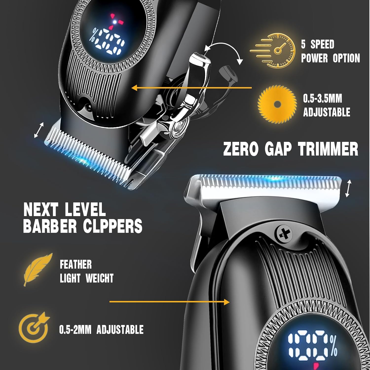 Hair Clippers for Men Professional Clippers and Trimmers Set, Cordless Hair Clippers, Haircutting Machine with LED Display for Barber Mens Grooming Kit