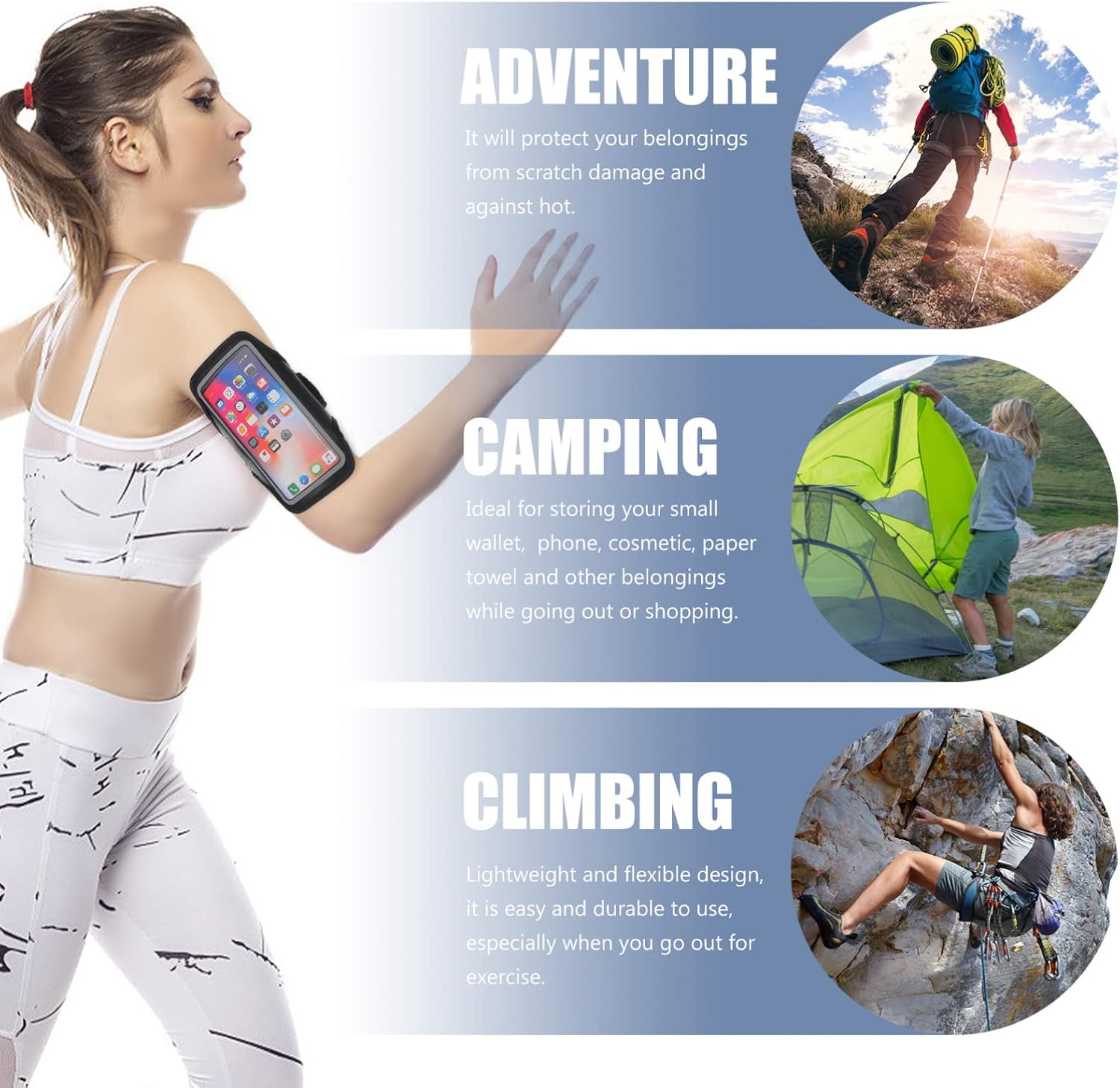 Hemobllo Running Armband Cell Phone Holder Sports Phone Wrist Bag Waterproof Arm Bag
