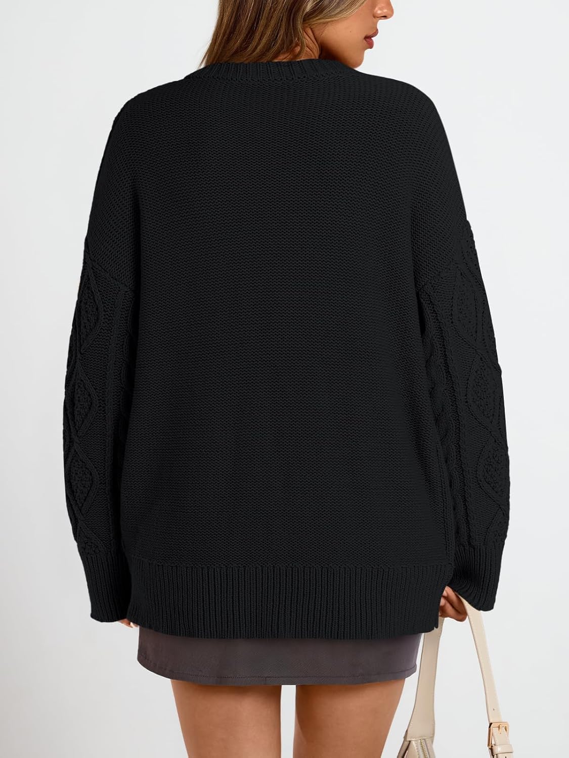 Trendy Queen Women's Oversized Cable Knit Crewneck Sweaters Cozy Winter Clothes - Image 4