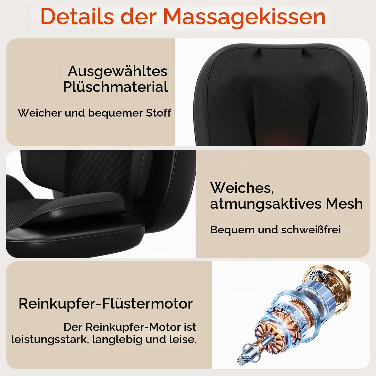 Shiatsu Massagesitzauflage mit Wärmefunktion und Vibration, Stressabbau-Massagegerät für Nacken, Schultern, Rücken, Taille und Beine, Ganzkörper Massagematte für Damen, Herren