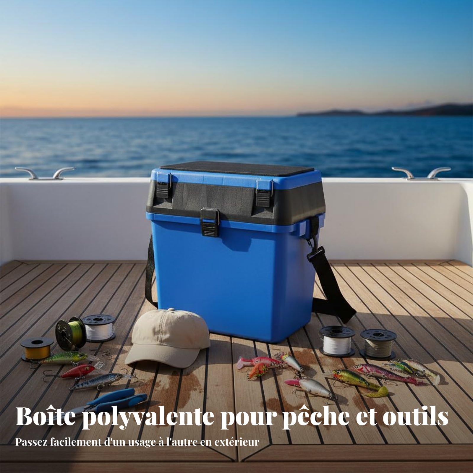 Cassetta da Pesca con Seduta Grande Capacità Sgabello Contenitore da Pesca Ampio Vano Superiore Valigetta Porta Minuterie, Verde