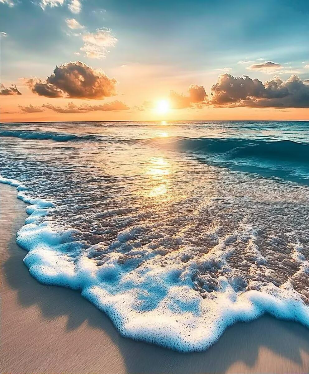 CALUOHO Ocean Wave Diamond Art Painting Kits for Adults - Full Drill Diamond Dots Paintings for Beginners, Round 5D Paint with Diamonds Pictures Gem Art Painting Kits DIY Adult Crafts Kits 20x24 in