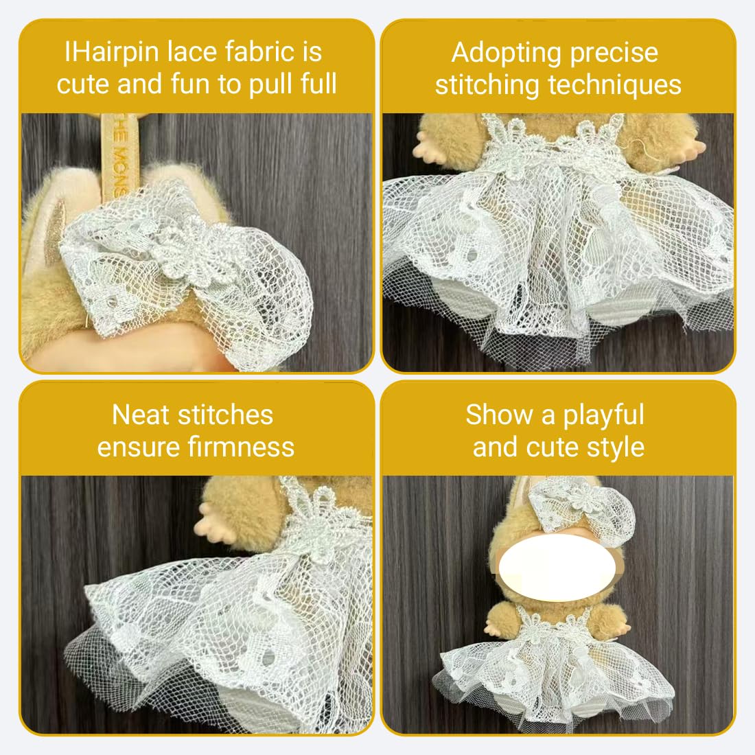 Precioso Vestido Con Moños Y Volantes Para Muñeca De 17 Cm - Adecuado Para Posición Sentada Y De Pie (Muñeca No Incluida)