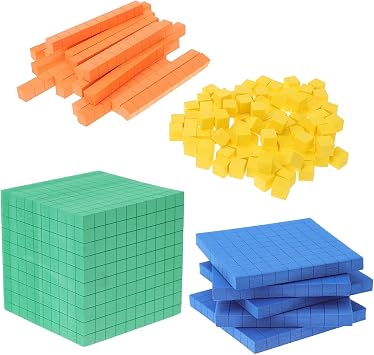 Maths Counting Cube Educational Toy 3.82 Inch Base Ten Blocks 126 Pieces Colourful Maths Manipulatives for Early Childhood Learning Counting and Spatial Skills Development