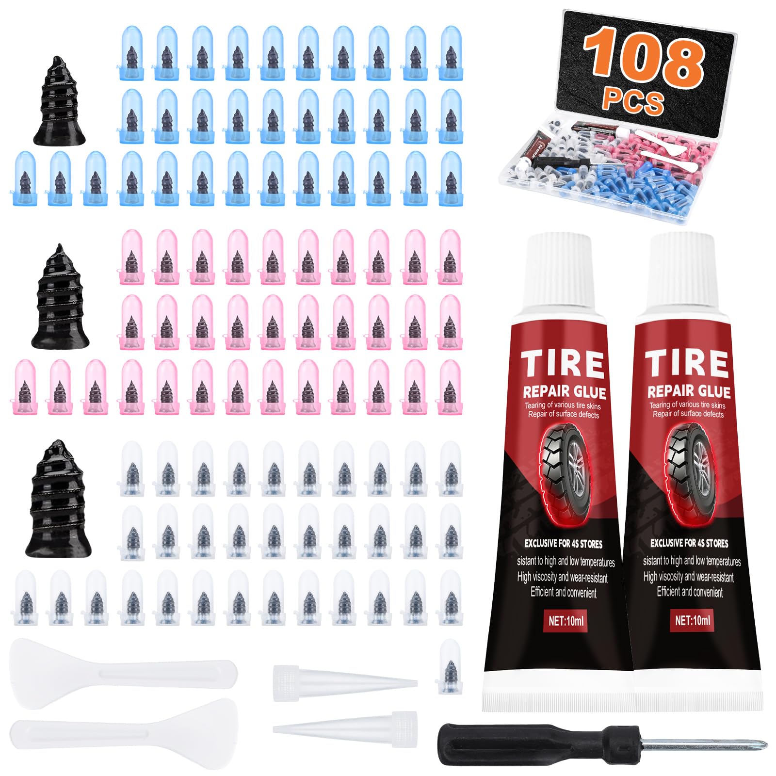 RTTHEL 108 Pcs Tire Plug Repair Kit