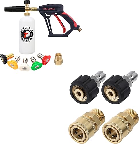 Tool Daily Pistola de lavado a presión corta con cañón de espuma, pistola de lavado a presión corta Tool Daily con cañón de espuma