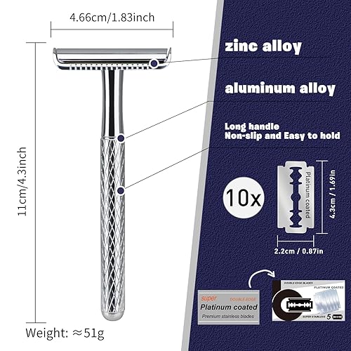 Miniatura 37 de Maquinilla de afeitar de seguridad de doble filo con soporte, maquinilla de afeitar de una sola hoja para hombres y mujeres, maquinilla de afeitar