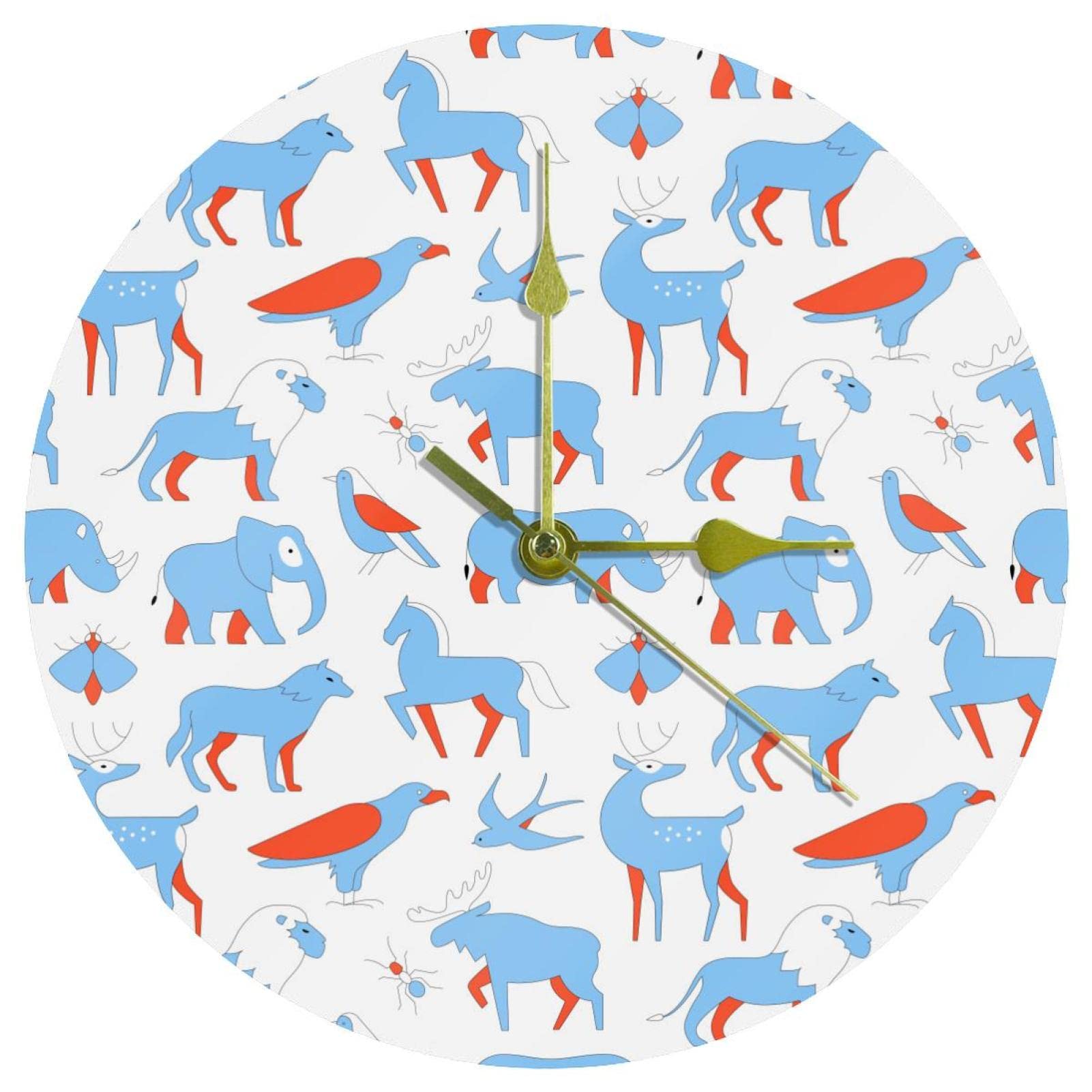Horloge murale non gradué acrylique animaux pour supprimer le tic-tac stressant