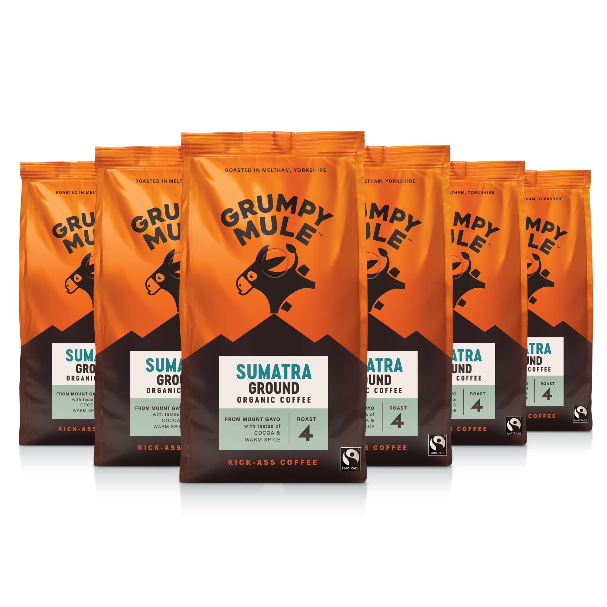 Sumatra Mount Gayo Organic (Ground Coffee) with notes of Cocoa and Warm Spice 200g (Pack of 6 - Total 1.2kg)