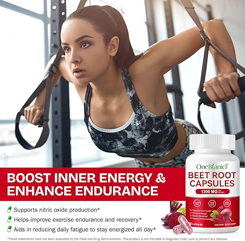 Miniatura 6 de Cápsulas de raíz de remolacha, 1300 mg de polvo de remolacha orgánico, suplementos de raíz de remolacha para energía natural y apoyo de resistencia,