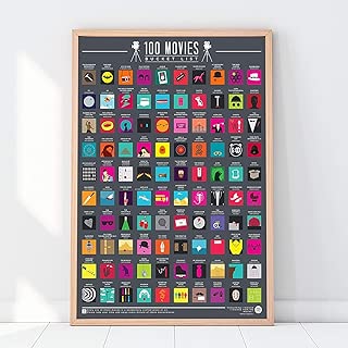 100 Scratch Off Poster - 100 Movie, Books, Craft Beers, Games, Things to do, Places- Wall Art Decor Family Birthday Party Date Gift (100 Movie) - coolthings.us