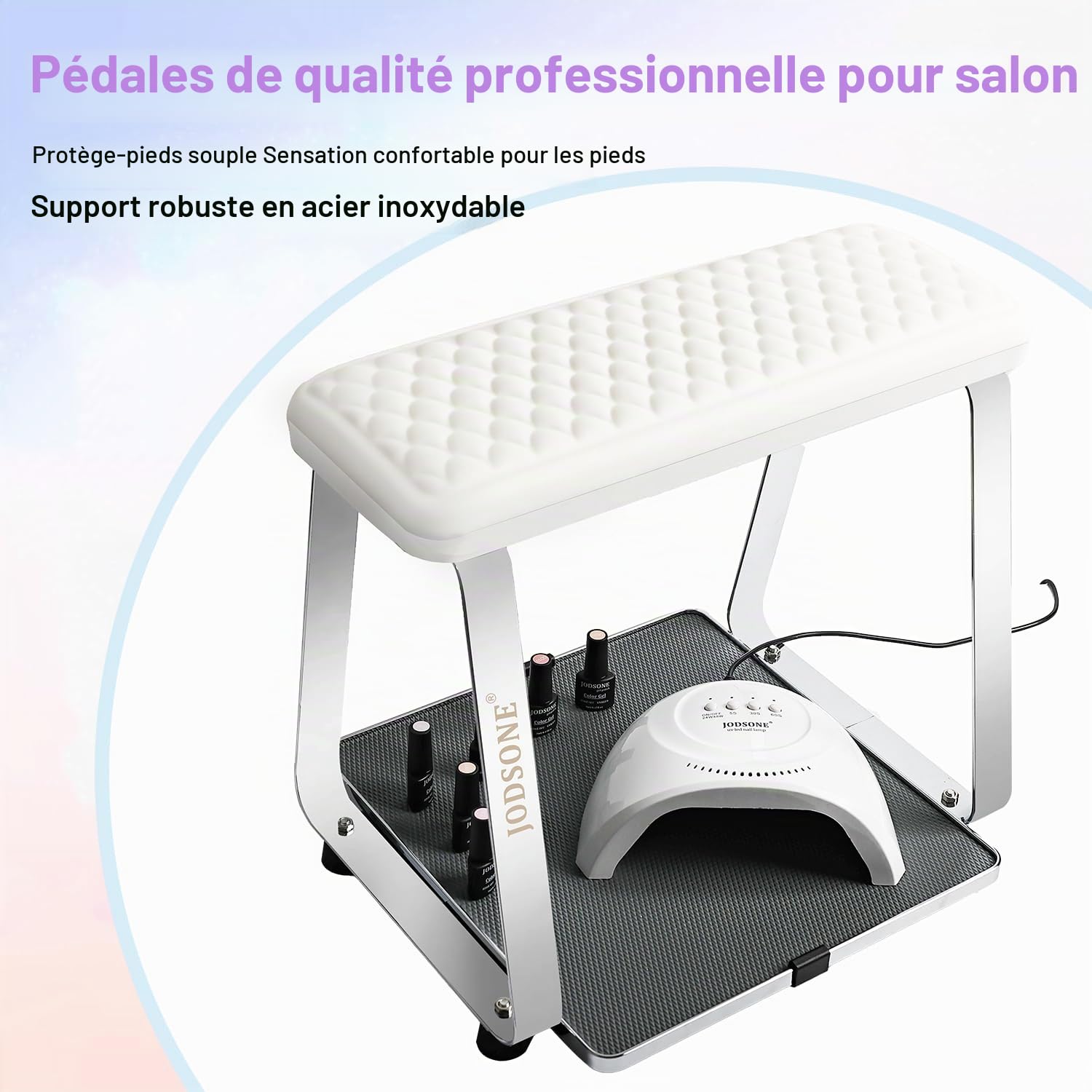 JODSONE Repose-Pieds Pour Pédicure et Manucure : Coussin de Manucure Doux Avec Support Amovible en Acier Inoxydable et Base de Rangement Antidérapante, Adapté à Un Usage en Salon et à Domicile