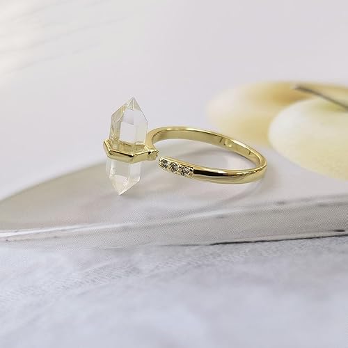 Miniatura 8 de Natural Amethyst Ring, Hexagonal Amethyst Crystal Ring for Women, Handmade Adjustable Gold Purple Ring for Amethyst Jewelry, February Birthstone