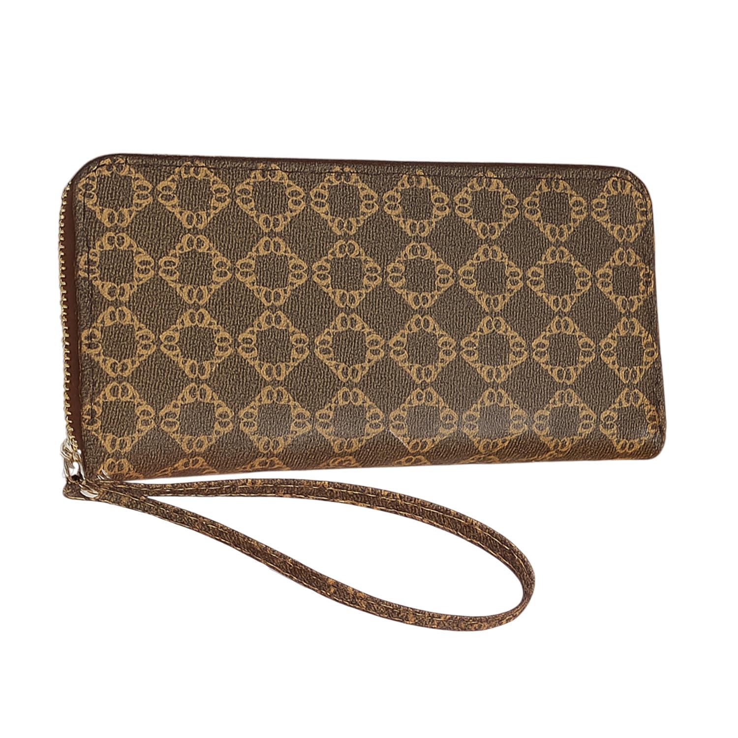 Women Elegant Geometric Pattern Long Wallet for Women – Zipper Closure, Multi-Card Organizer, Daily Fashion Purse(Coffee)-image-42