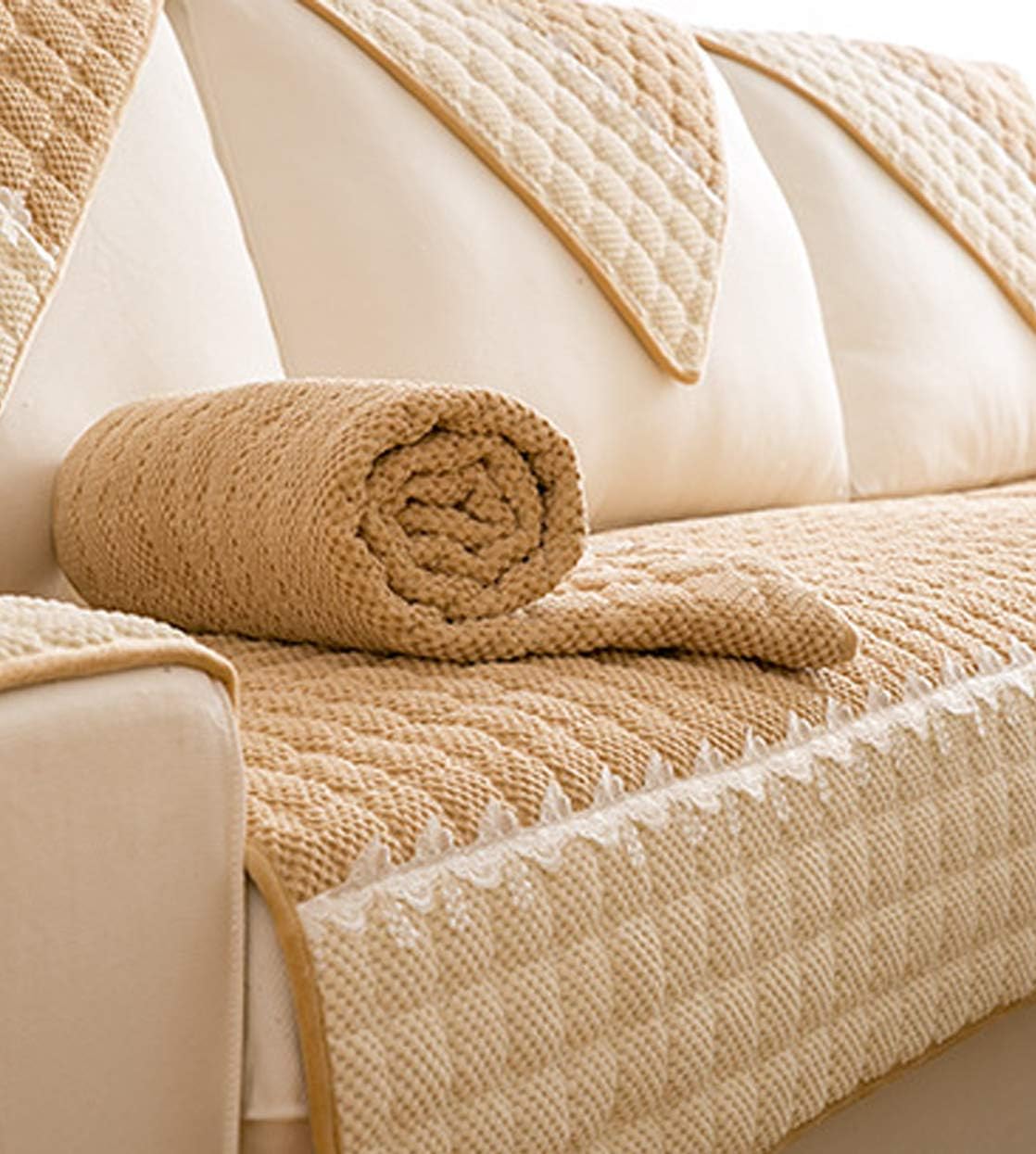 Couch Cover, Sofa Cover, Quilted Sectional Couch Covers Washable Sofa Slipcover for Dogs Cats Pet Love Seat Recliner (Sold by Piece/Not All Set)(Khaki,43" Wx106 L)