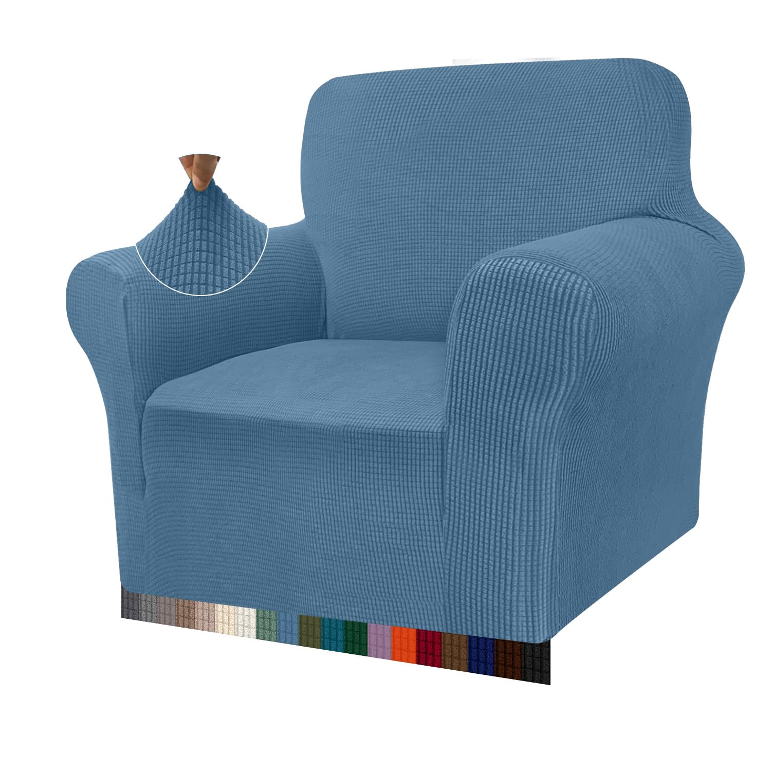 Granbest Copridivano ad alta elasticità, moderno copridivano jacquard, elasticizzato, per soggiorno, protezione per cani, animali domestici (1 posto, azzurro)