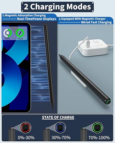 Miniatura 3 de Lápiz iPad de 2 generación con carga inalámbrica magnética, con cargador magnético Apple Pencil, compatible con iPad 678910, iPad Pro 11 en 1234,