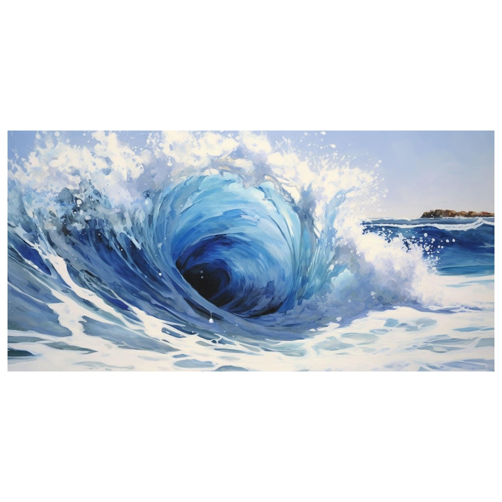 Amazon.co.jp: SHYAMIC 海絵 アート海 自然風景, 青白い波 海絵