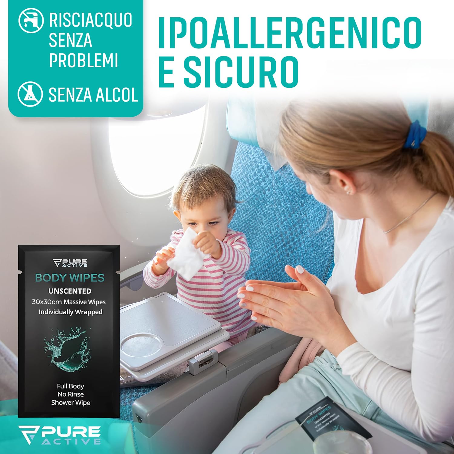 Doccia Salviette corpo, 40 confezionati singolarmente 30x30cm Igiene personale Salviette corpo per le donne e gli uomini, Mantenere pulito dopo la palestra di viaggio Campeggio all'aperto Sport