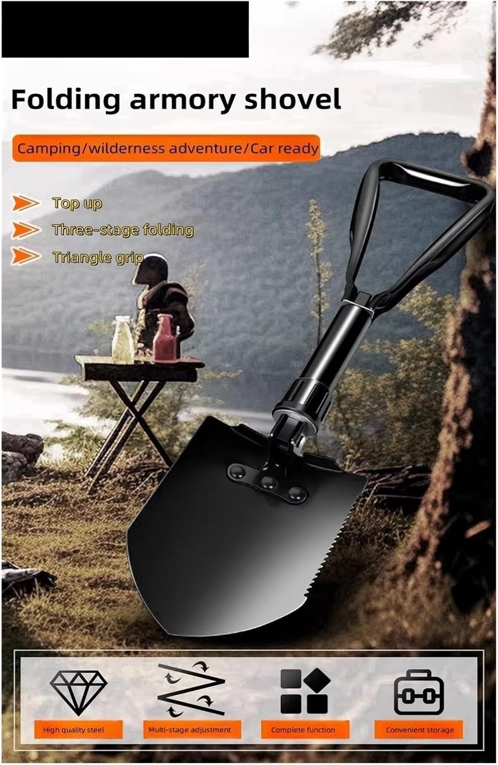 Portable Lightweight Outdoor Tactical Survival Shovel Multifunctional Outdoor Thickened Camping Shovel Foldable Trenching Tool(1pc Large Size)