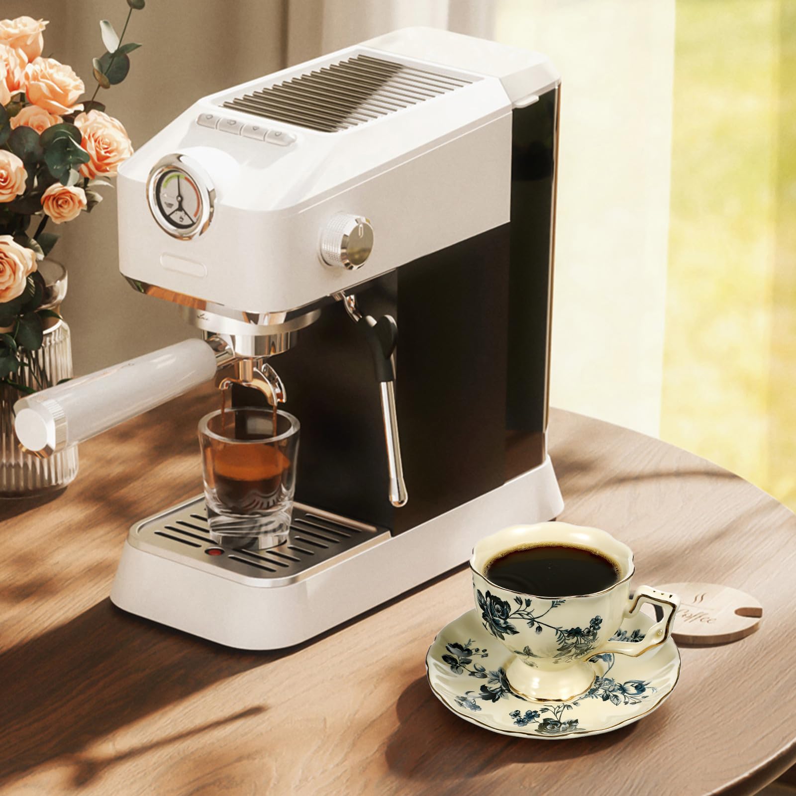Tofficu 1 Set Tasse et Soucoupe en Céramique Ensemble Tasse et Soucoupe en Céramique à Café Vintage pour Thé de L'après-midi à Domicile