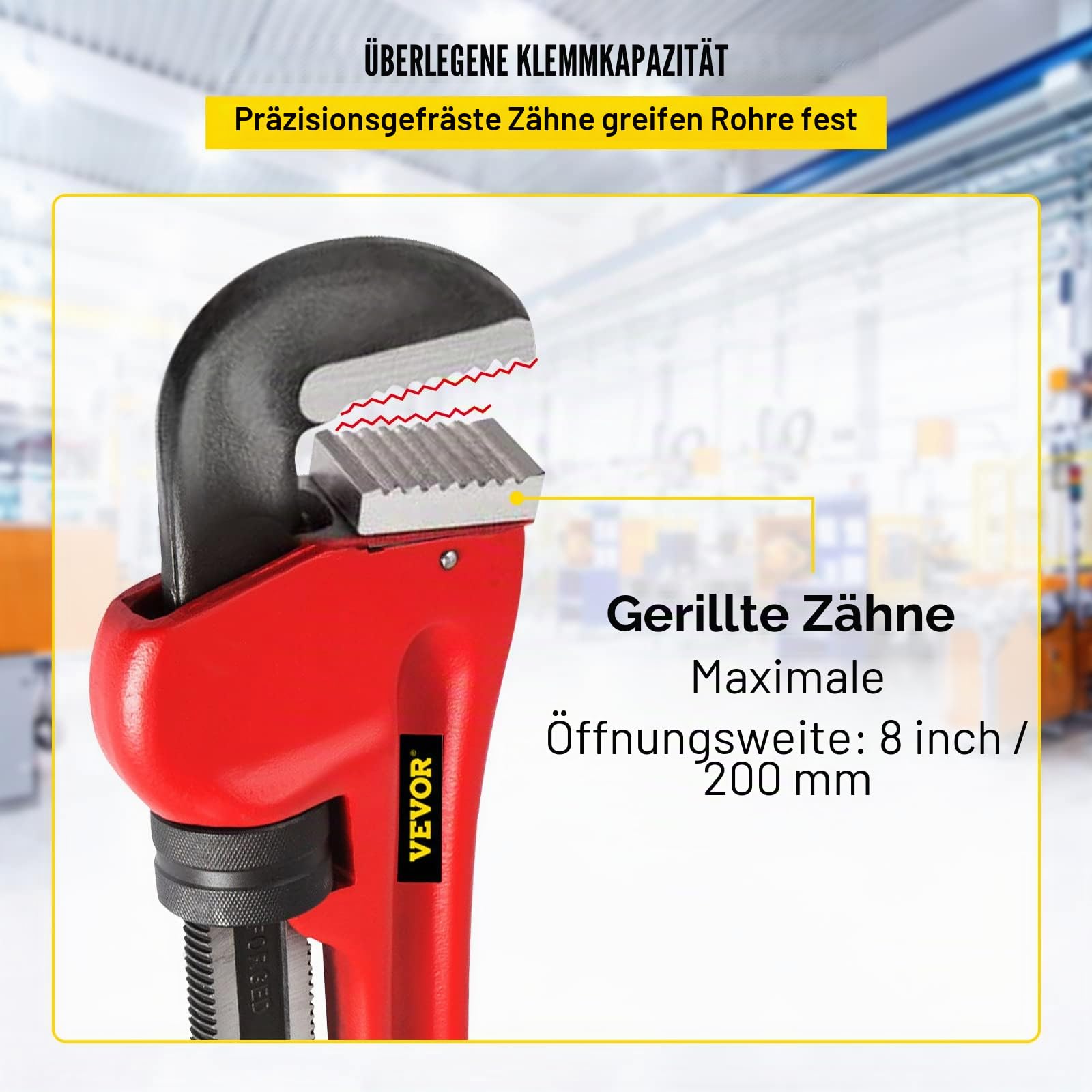 VEVOR Rohrzange Crimpzange Presszange 1295 mm, Stahl Rohrzange, Einstellbares Klempnerwerkzeug für Spüle, Wasserhahn, Toilettenschüssel, Bad, Küche, Abfluss, Reparatur, Installation