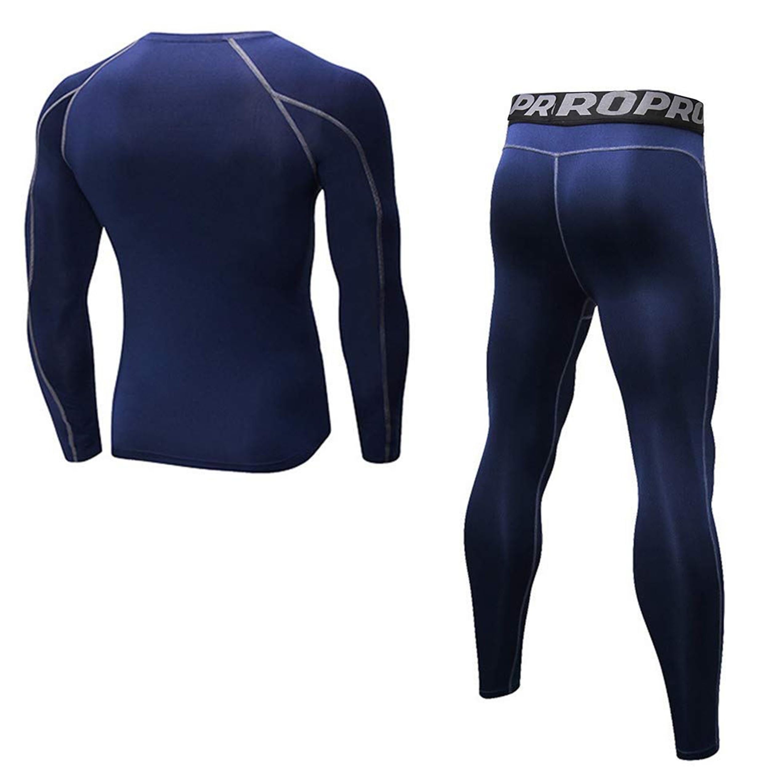 Ensemble de sous-vêtements Thermiques Homme en Compression Haut Manches Longues & Pantalon Respirant pour Ski Cyclisme et Sport d'hiver Garde au Chaud