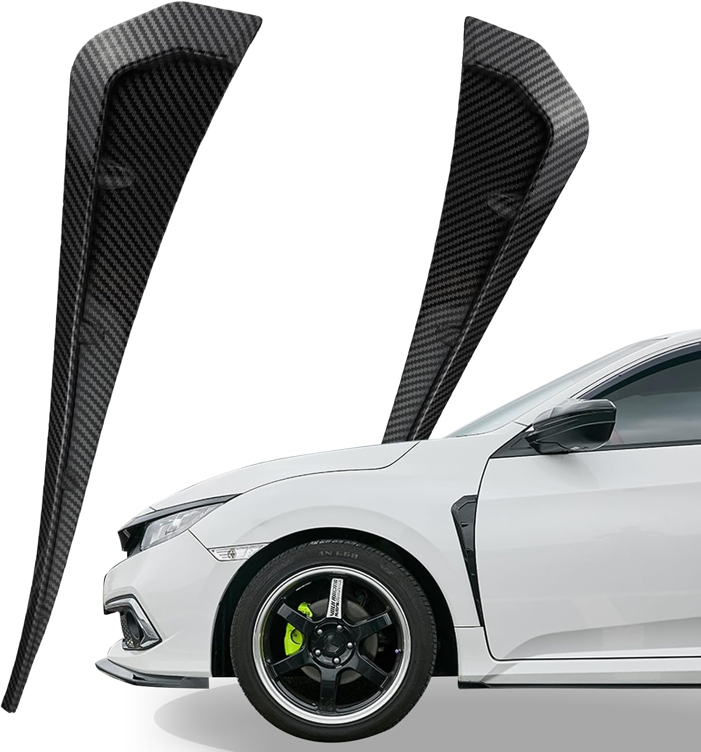 Carbon Fiber Style Car Fender Side Vents Decoration Sticker Trim ABS Material Spoiler Fender Decorative Stickers Air Flow Intake Hole Grille Auto Exterior Universal Accessories (Carbon Fiber)