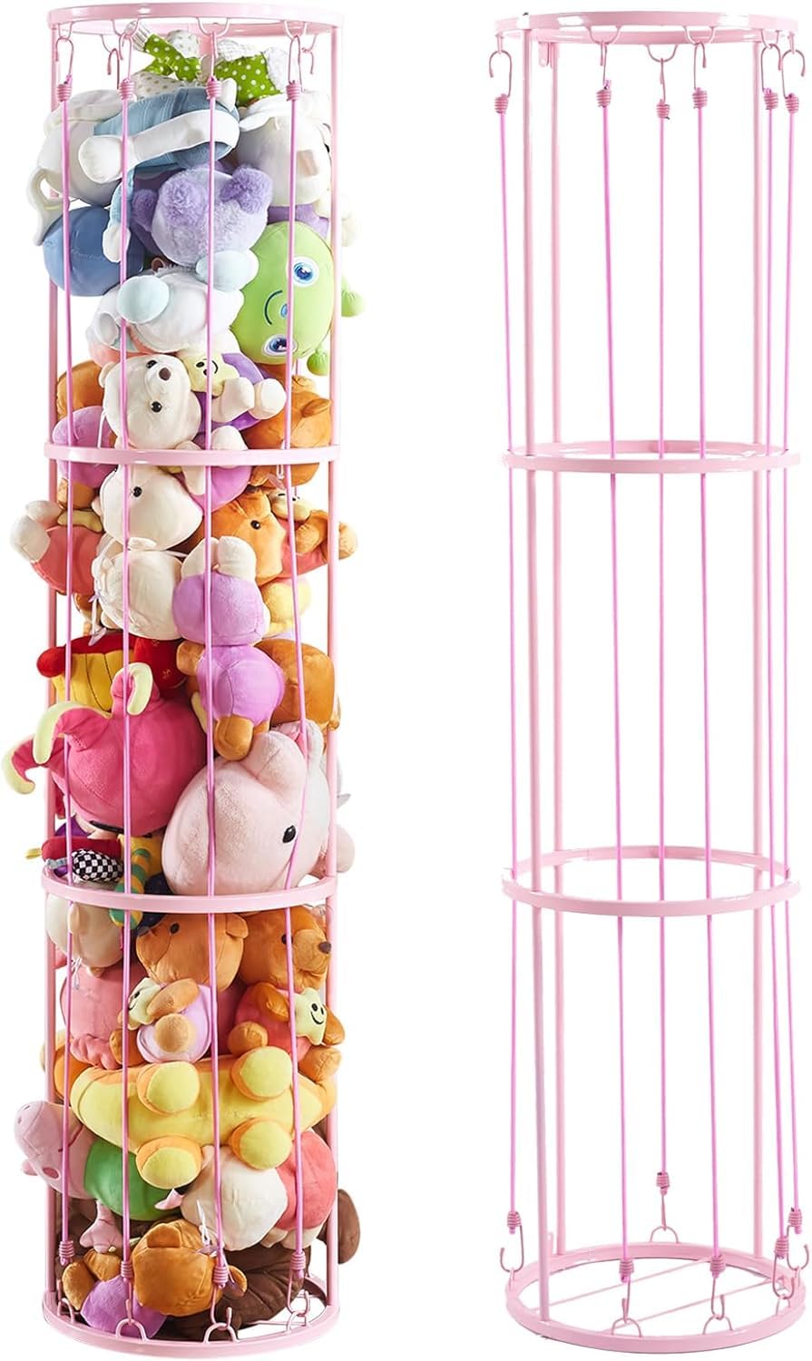 Metal Stuffed Animals Zoo Storage Soft Toy Holder Organiser Large Cuddly Toys Storage Shelf with Elastic Band Stuffed Animals Cage for Nursery Playroom Bedroom Kids Room Furniture，Easy Installation