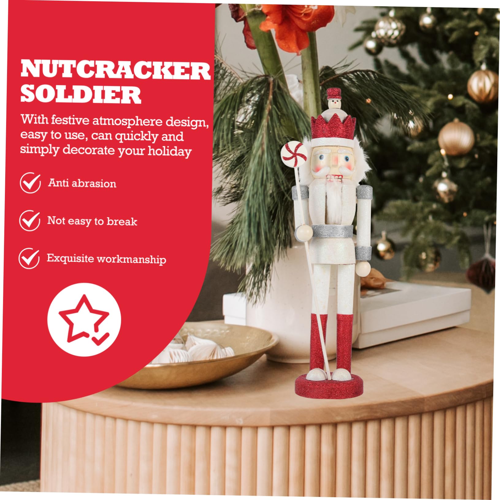 PRETYZOOM 4 Pz soldato schiaccianoci ornamento da tavolo per feste di Natale schiaccianoci decorativi natalizi fili natalizi fili di natale decorazioni natalizie all'aperto Di legno