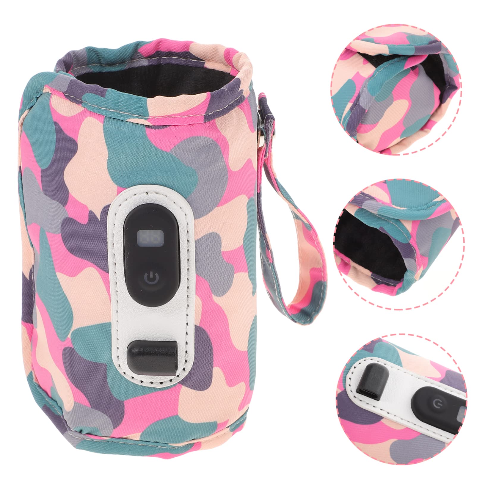 VICASKY 3pièces Chauffe-biberon Portable Avec Affichage Numérique Étui Isolant Pour Voyage Extérieur Adapté Aux Bouteilles De Lait Pour Bébés Design Camouflage Cinq Niveaux De