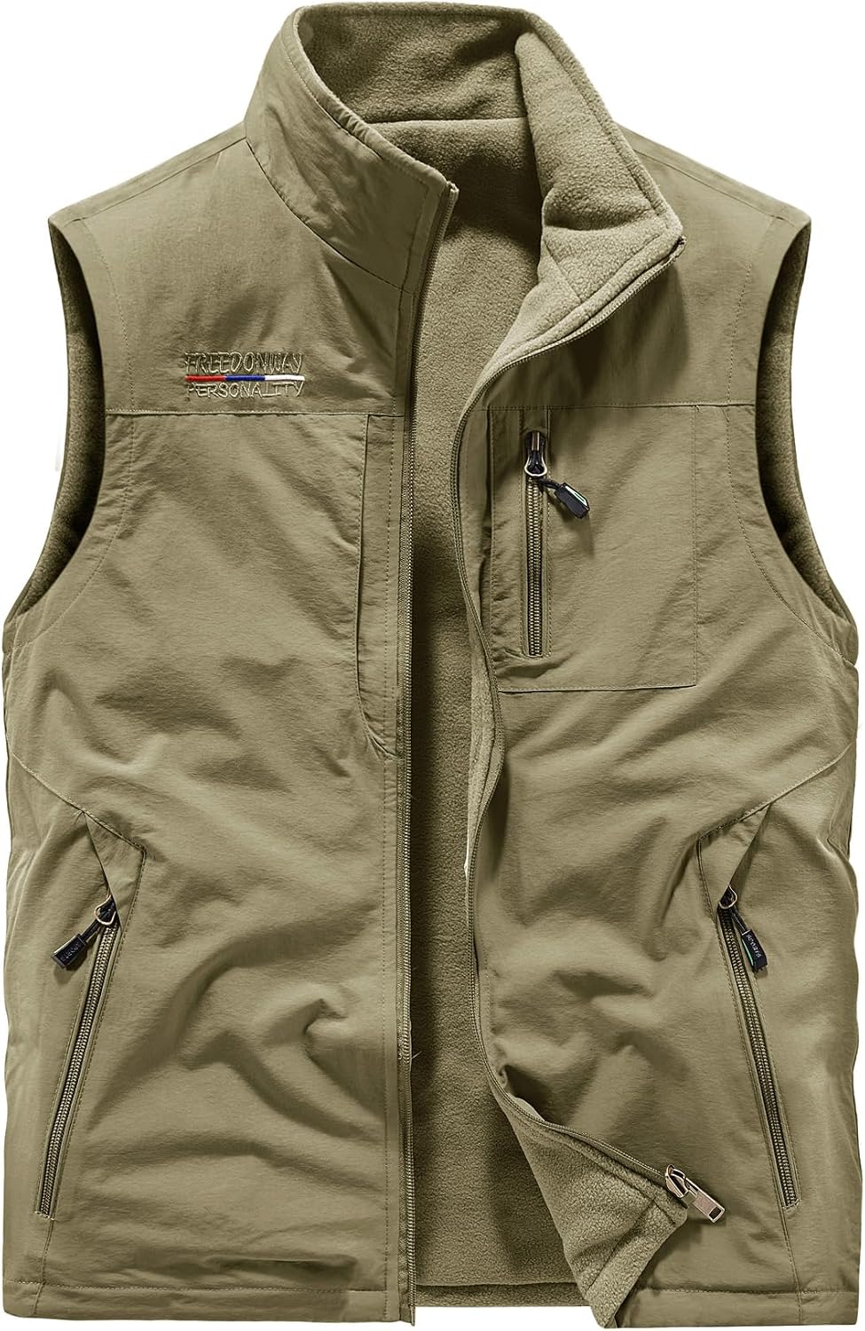 Reversible Fleece Lined Men's Vest, Full Zip, Sleeveless Jacket for Travel, Work, Safari