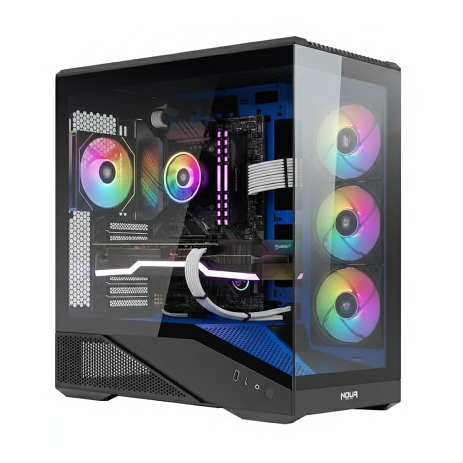 Cool GB200 | Case PC Gaming ATX Mid Tower | Ventola PWM Led ARGB | USB 3.0 e Type-C | Supporto Raffreddamento Liquido 360 mm | Vetro Temperato e Mesh | Blu - Case PC