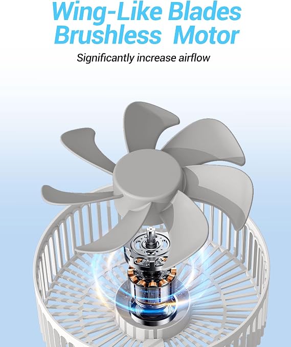 Desk Fan, 8-Inch Oscillating Portable Fan Rechargeable, 24H Run, 90 Rotate Small Fan for Bedroom, 4 Speeds&8H Timer Quiet Mini Travel Fan, Battery Powered USB Fans for Office&Home, White