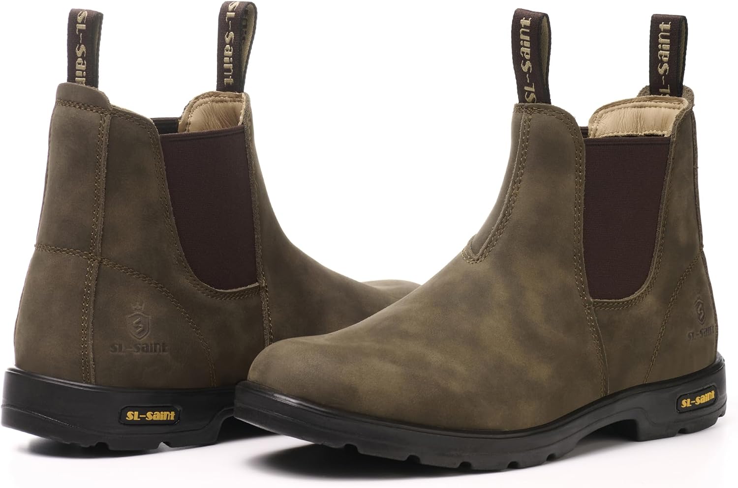 Men's Classic Chelsea Boots Ankle Fashon Slip On Full Grain Leather Casual Lightweight