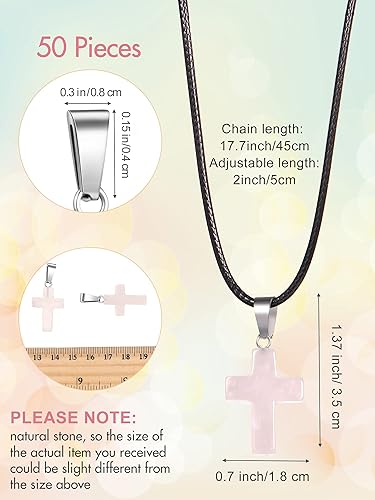 Vista 2 de Hicarer Colgante de piedra con cruz de piedra preciosa, dijes de cristal de cuarzo cruzado para collares, aretes, pulseras y fabricación de joyas