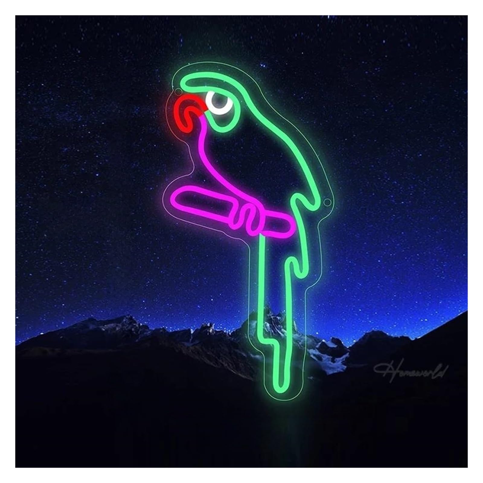 Shouxi A Sign Lamp Parrot Bird Neon Sign Light Nimal Bird Nightlight Lamp Room Wall Party Decor Bussiness Logo For Shop 23Cmx40cm(A)