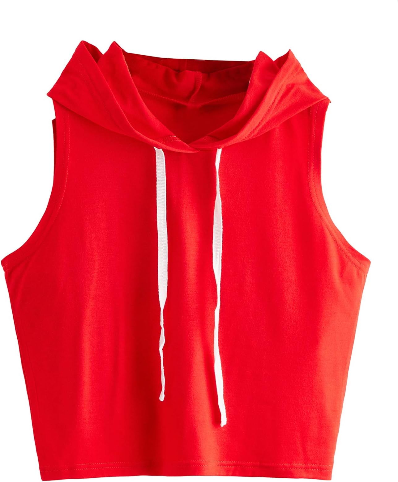 SweatyRocks Women's Summer Sleeveless Hooded Crop Tank Top T-Shirt Orange Red M