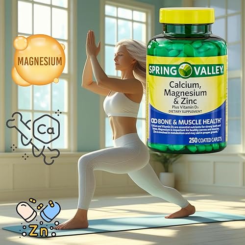 Miniatura 4 de Suplemento de calcio, magnesio, zinc + vitamina D3, soporte óseo y muscular, 250 comprimidos, sin gluten, con guía exclusiva de vitaminas y minerales