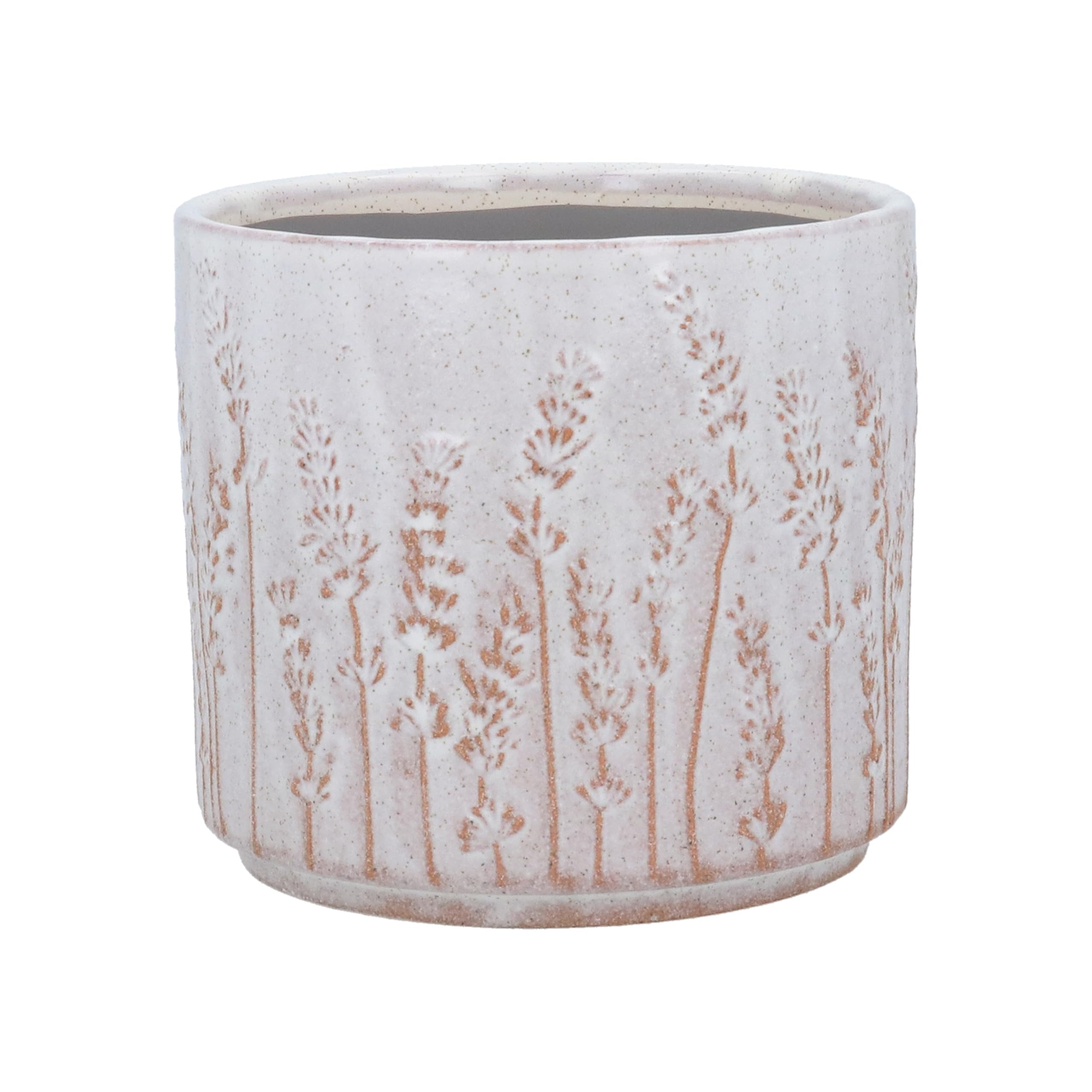 Gisela Graham White Ceramic Plant Pot, Lavender Pattern, Medium