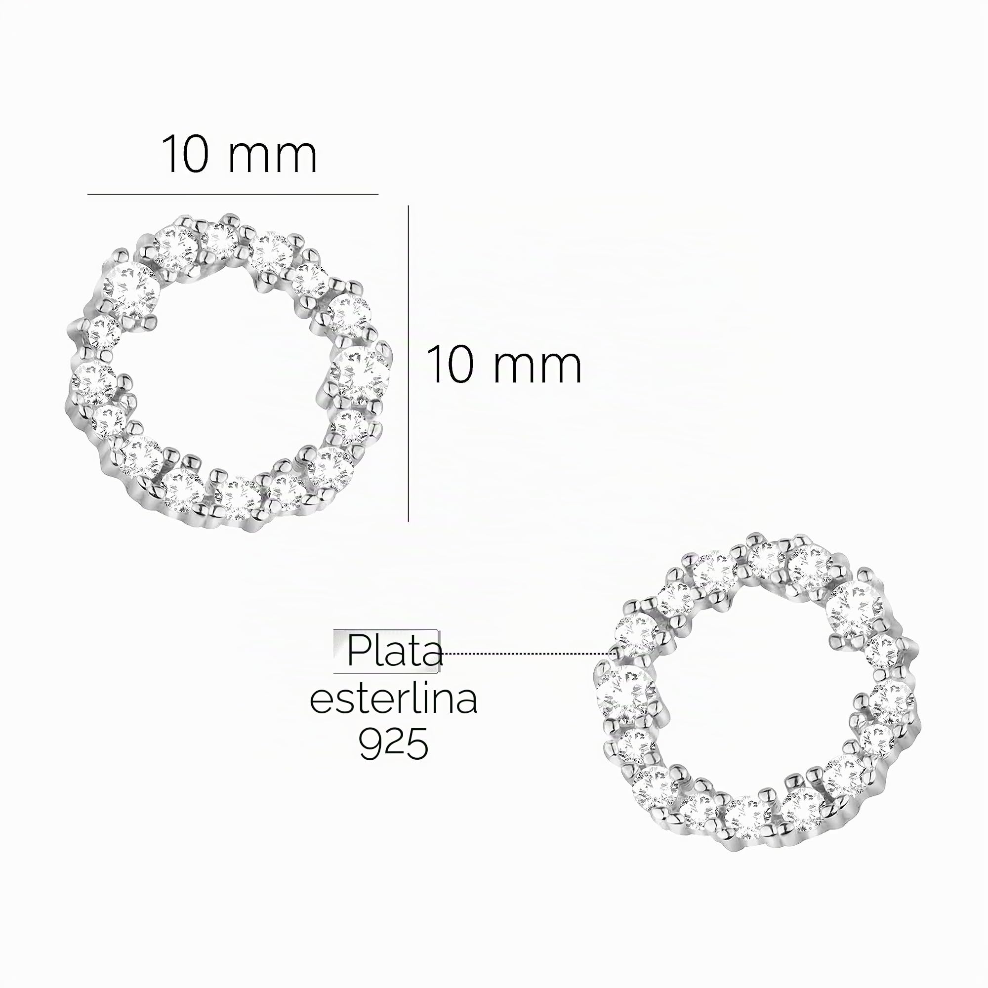 SOFIA MILANI - Pendientes para Mujeres en Plata de Ley 925 - con Circonitas - Pendiente de Botón de Círculo