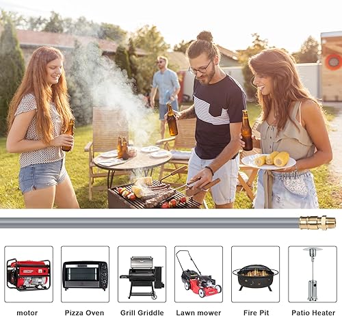 Miniatura 7 de Manguera de gas natural de 24 pies, 34 pulgadas, kit de conversión de gas natural de 34 pulgadas, manguera de parrilla de gas con conexión rápida,
